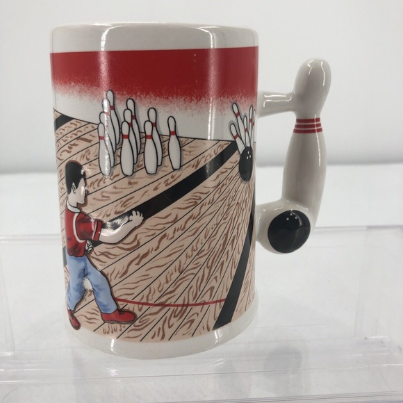 VTG Emson 3D Bowling Mug Stein Bowler Lane Pin Ball Handle Taiwan 5.25" *NO LID - Picture 1 of 12